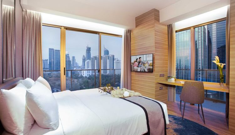 Ilustrasi kamar tidur di unit One Bedroom Premiere di Somerset Sudirman, Jakarta Pusat.