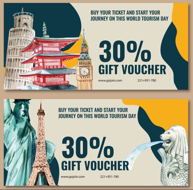 Ilustrasi voucher untuk traveling 
