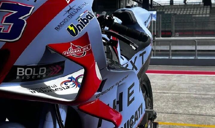 Kementerian Pariwisata dan Ekonomi Kreatif turut memanfaatkan MotoGP Mandalika 2022. Logo Wonderful Indonesia tersemat di motor balap Ducati milik Tim Gresini Racing MotoGP 2022. FOTO: Kemenparekraf/Antara