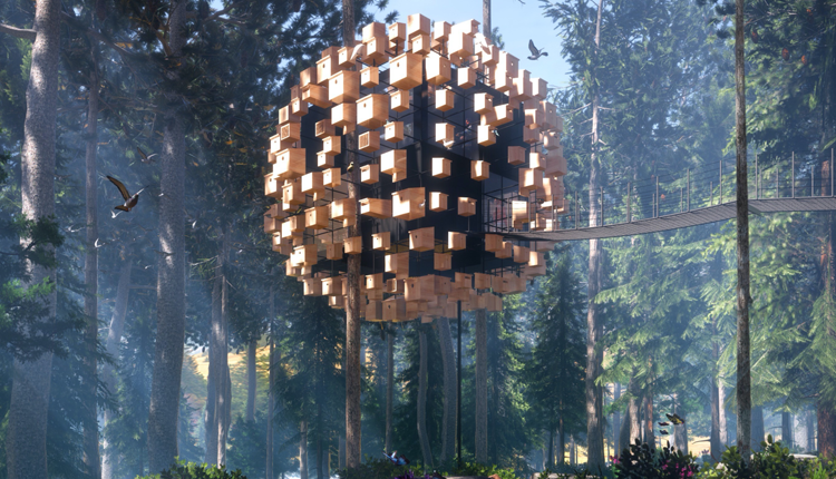 Ilustrasi kamar Biosphere yang mengambang di tengah hutan dari Treehotel di Swedia(Dok. Treehotel)
