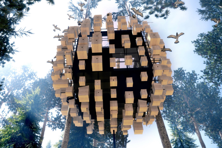 Ilustrasi kamar Biosphere yang mengambang di tengah hutan dari Treehotel di Swedia(Dok. Treehotel)