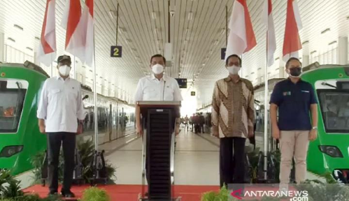 Peresmian kereta bandara dari Stasiun Tugu Yogyakarta ke Yogyakarta International Airport di Kabupaten Kulon Progo, Yogyakarta, pada Jumat, 27 Agustus 2021. Foto: Antaranews