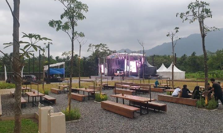 Suasana venue Gasblock Balai Ekonomi Desa atau Balkondes PGN Karangrejo, Borobudur, Magelang, Jawa Tengah, yang akan digunakan untuk perhelatan BalkonJazz Festival. TEMPO | Pribadi Wicaksono