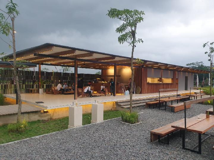 Suasana venue Gasblock Balai Ekonomi Desa atau Balkondes PGN Karangrejo, Borobudur, Magelang, Jawa Tengah, yang akan digunakan untuk perhelatan BalkonJazz Festival. TEMPO | Pribadi Wicaksono
