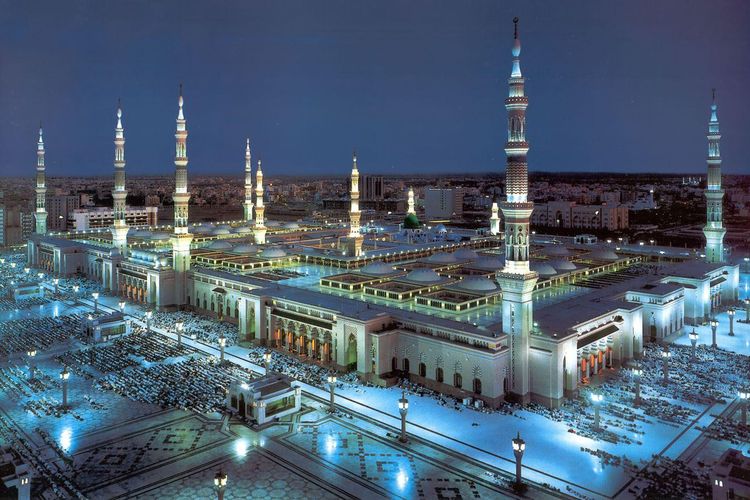 Masjid Nabawi di Madinah yang pertama kali dibangun Nabi Muhammad pada 622 M.(Alwahidi Travels)