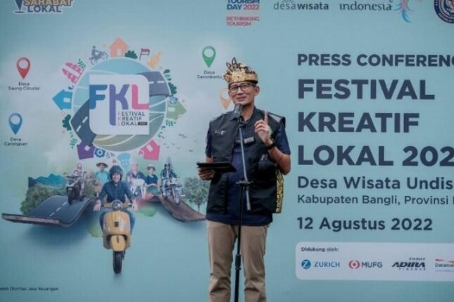 Menparekraf Sandiaga Uno saat peluncuran Festival Kreatif Lokal, Bangli