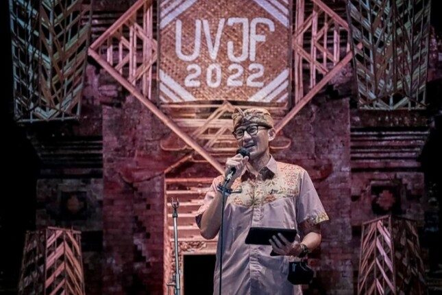 Menparekraf Sandiaga Uno saat membuka Ubud Village Jazz Festival 2022 di Museum Arma, Gianyar, Bali