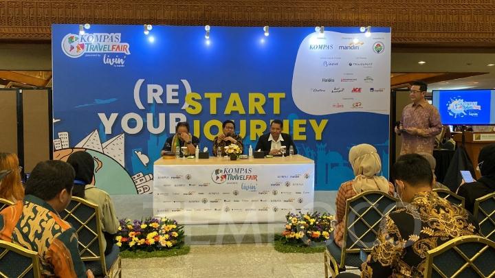 Press Conference Kompas Travel Fair 2022 di Jakarta Convention Center (JCC), Jakarta, Jumat, 9 September 2022. TEMPO/Defara