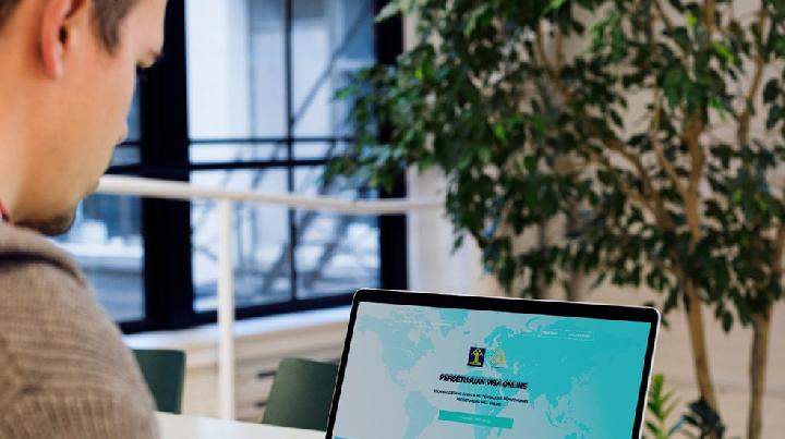 Ilustrasi pengurusan visa online.