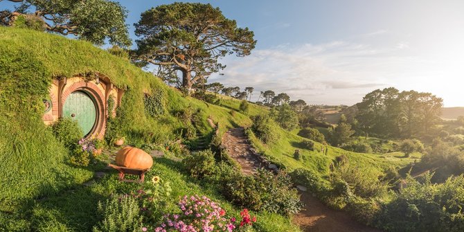 Hobbiton Movie Set di Matamata, Selandia Baru. © Hobbiton Movie Set Tour