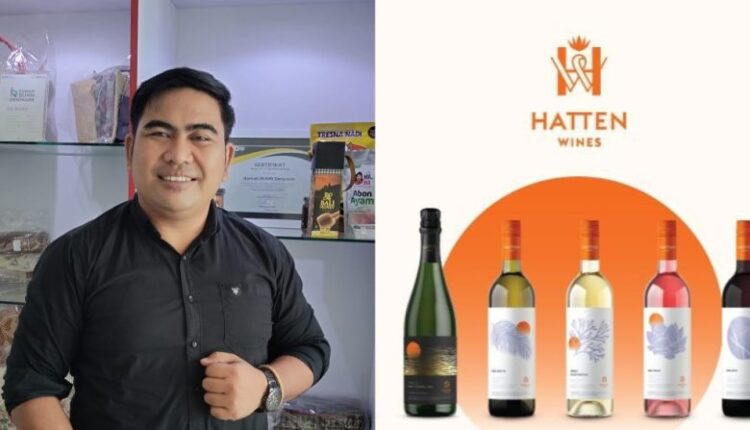 Direktur Bali Business Network (BBN) I Made Abdi Negara (kiri) dan produk Hatten Wines Bali. Kolase: BB/hatten