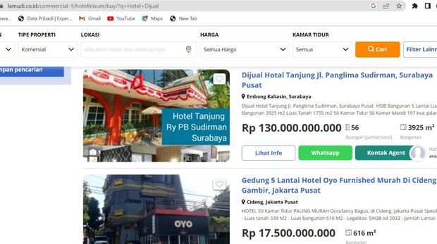 Foto: Contoh pabrik dan hotel yang dijual di Lamudi. (Tangkapan Layar Lamudi)Contoh pabrik dan hotel yang dijual di Lamudi. (Tangkapan Layar Lamudi)