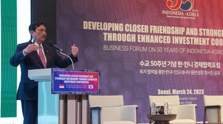 Foto: Menko Marves Luhut Binsar Pandjaitan saat Business Forum di Seoul (Dok: Kemenhub)
