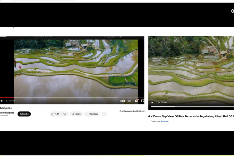 video promosi wisata Filipina comot video pemandangan sawah Indonesia(Facebook)
