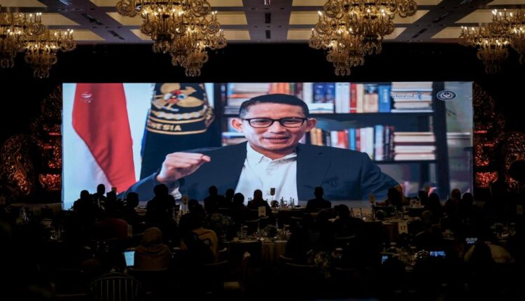 Menteri Pariwisata dan Ekonomi Kreatif/Kepala Badan Pariwisata dan Ekonomi Kreatif (Menparekraf/Kabaparekraf) Sandiaga Salahuddin Uno dalam sambutannya secara daring di acara"AIS Blue Economy High-Level Dialogue: Forging A New Era of Sustainable Growth"