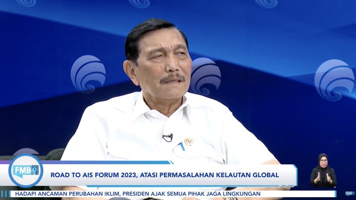 Foto: Menteri Koordinator Bidang Kemaritiman dan Investasi Luhut Binsar Pandjaitan dalam acara "atasi permasalahan kelautan global". (Tangkapan layar)