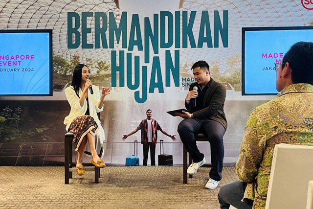 Selebgram Anya Geraldine dalam acara peluncuran kampanye pariwisata terbaru Singapore Tourism Board (STB) "Made in Singapore" yang digelar di Grand Hyatt, Jakarta pada Rabu (28/2/2024). Foto: Made in Singapore