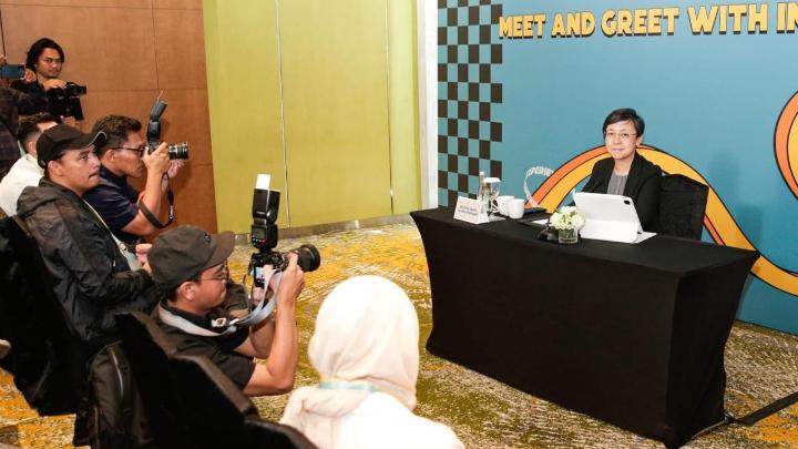 Direktur Kantor Pariwisata Pemerintah Makau atau Macao Government Tourism Office (MGTO) Maria Helena de Senna Fernandes dalam konferensi pers Experience Macao di Jakarta, Rabu, 8 Mei 2024. (Istimewa)