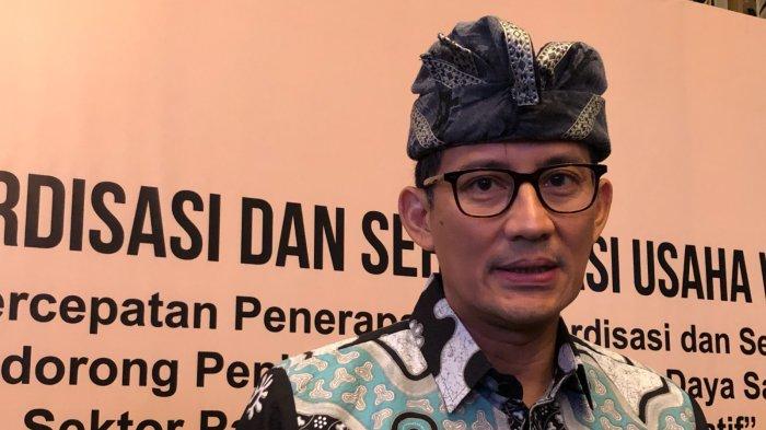 Menparekraf memberikan keterangan usai membuka Rapat Koordinasi Standardisasi dan Sertifikasi Usaha Wilayah Tengah dan Timur, pada Selasa 21 Mei 2024 di The Stones Hotel Legian - Menparekraf Sebut Banyak Vila di Bali Tidak Miliki Izin Sebagai Usaha Pariwisata foto: Tribun Bali/Zaenal Nur Arifin