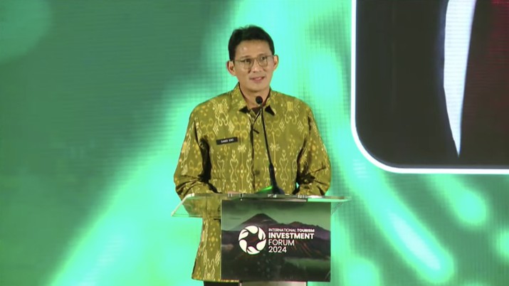 Foto: Menteri Pariwisata dan Ekonomi Kreatif (Menparekraf), Sandiaga Salahuddin Uno dalam International Tourism Investment Forum (ITIF) hadir di Jakarta pada Rabu (5/6/2024). (Tangkapan Layar Youtube Kemenparekraf)