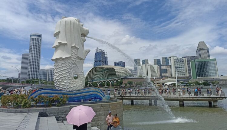 Patung Merlion di Singapura, Selasa (15/10/2024).(KOMPAS.com/Ni Nyoman Wira)