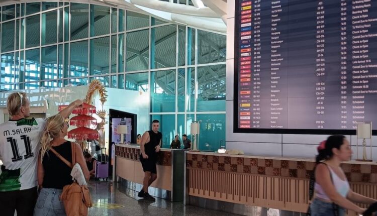 Turis manca negara memperhatikan papan jadwal penerbangan di Bandara Ngurah Rai Bali, Kamis (14/11/2024)./Bisnis - Harian Noris Saputra.