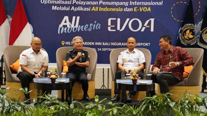 Suasana kegiatan Sosialisasi Optimalisasi Pelayanan Penumpang Internasional melalui Aplikasi All Indonesia dan Electronic Visa on Arrival (e-VOA). foto: (Istimewa/Humas Kanim Ngurah Rai)